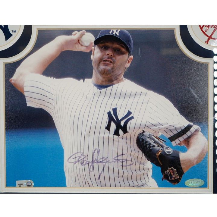 Roger Clemens NY Yankees Signed 8x10 Photo Game Used Dirt Collage Steiner LOA