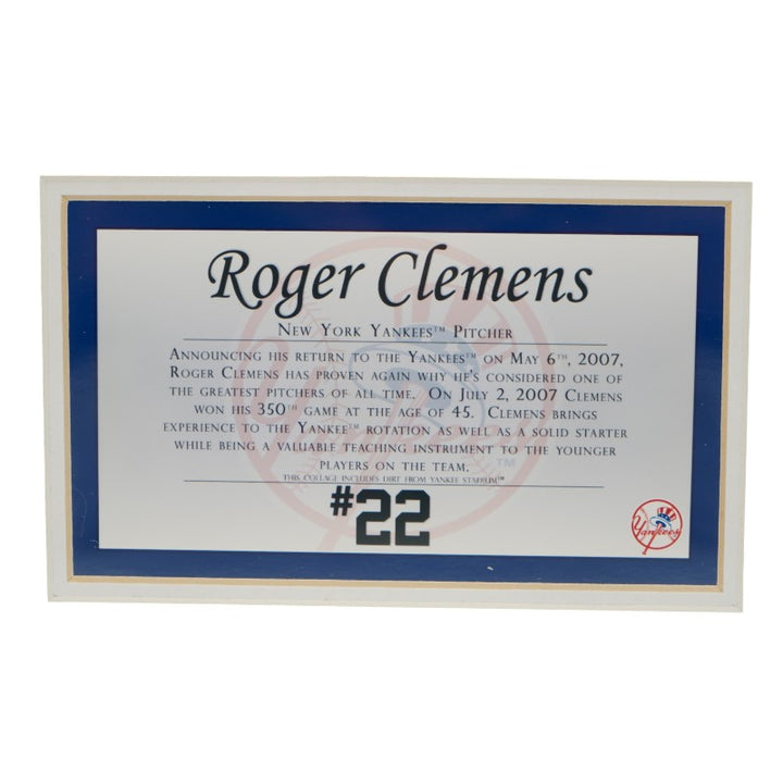 Roger Clemens NY Yankees Signed 8x10 Photo Game Used Dirt Collage Steiner LOA
