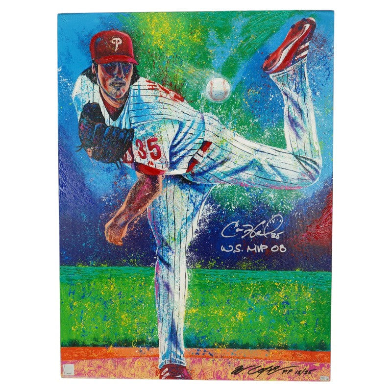 Cole Hamels Philadelphia Phillies Autographed Inscribed Bill Lopa Painting LE 15/25 MLB Holo
