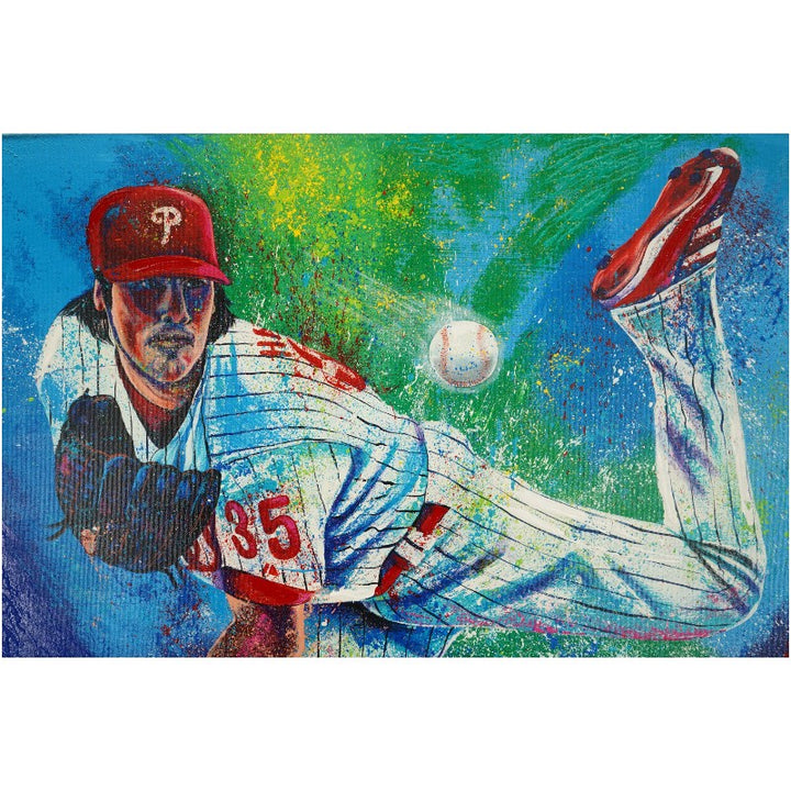 Cole Hamels Philadelphia Phillies Autographed Inscribed Bill Lopa Painting LE 15/25 MLB Holo