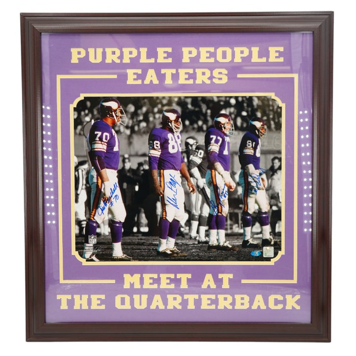 Marshall Page Larsen Eller Minnesota Vikings Purple People Eaters Multi Signed Framed 16x20 Photo MAB Holo