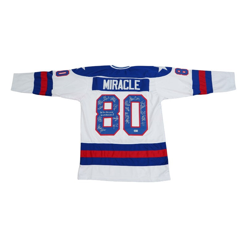 1980 USA Hockey Miracle on Ice Team Signed Inscribed Jersey 18 Autos Beckett Auth