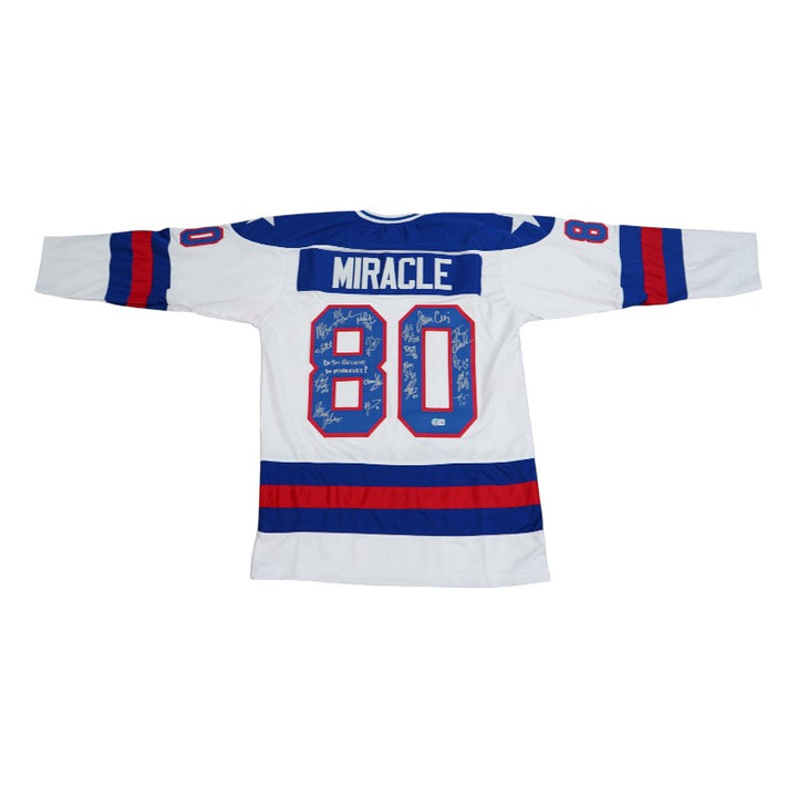 1980 USA Hockey Miracle on Ice Team Signed Inscribed Jersey 18 Autos Beckett Auth