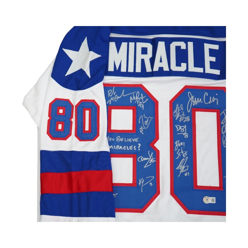 1980 USA Hockey Miracle on Ice Team Signed Inscribed Jersey 18 Autos Beckett Auth