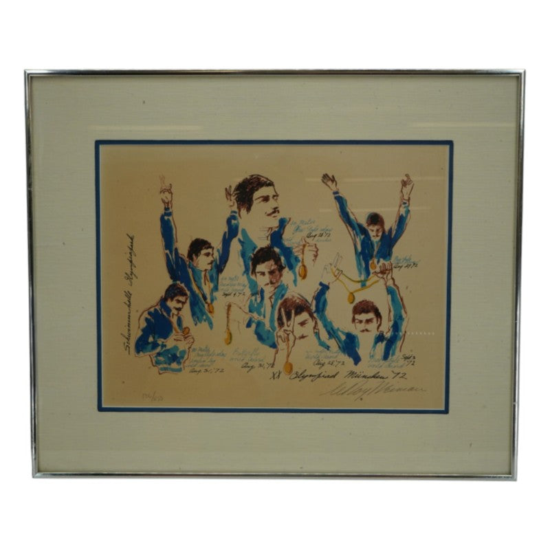 Mark Spitz 7 Medals '72 Munich Games Framed 14x18 Litho Leroy Neiman LE 186/250