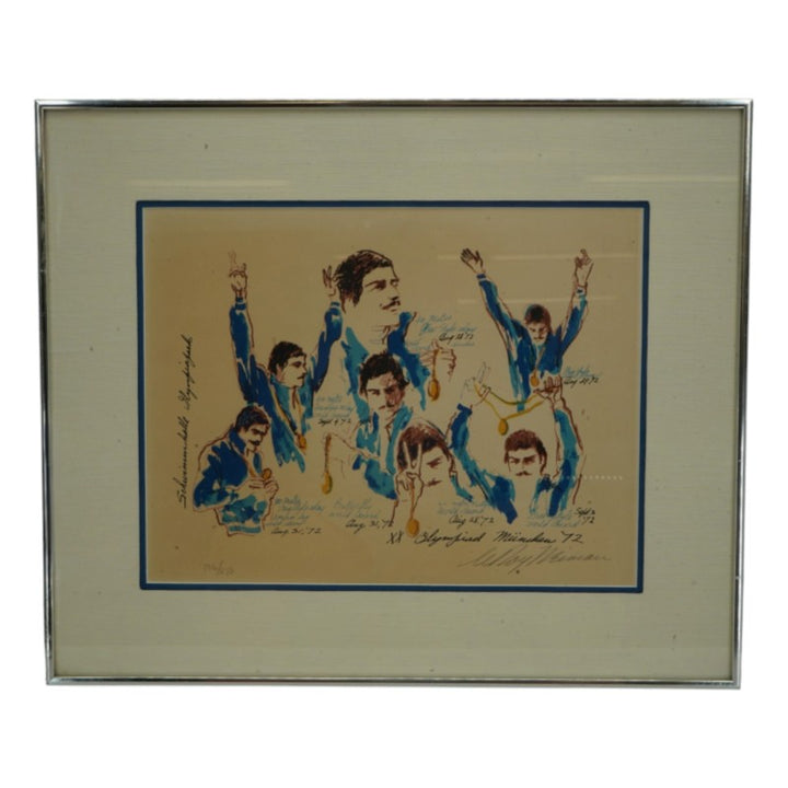 Mark Spitz 7 Medals '72 Munich Games Framed 14x18 Litho Leroy Neiman LE 186/250