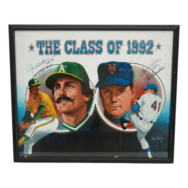 Rollie Fingers Tom Seaver Mets Athletics Autographed Inscribed Framed 19x23 Litho COA
