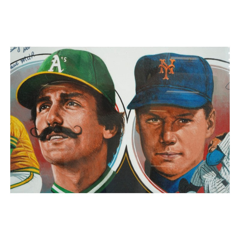 Rollie Fingers Tom Seaver Mets Athletics Autographed Inscribed Framed 19x23 Litho COA