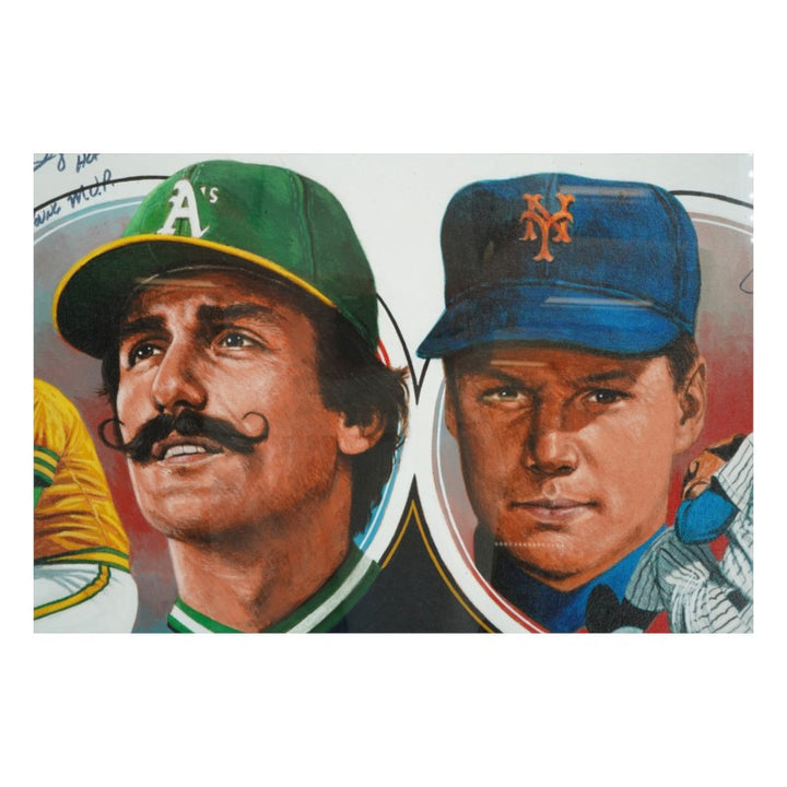 Rollie Fingers Tom Seaver Mets Athletics Autographed Inscribed Framed 19x23 Litho COA