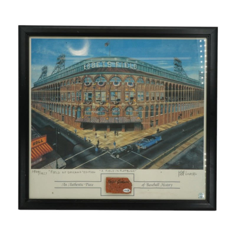 Ralph Branca Brookyn Dodgers Ebbets Field Autographed Stadium Brick and 18x23 Framed Photo Collage LE 924/1957 MLB Holo/JSA COA