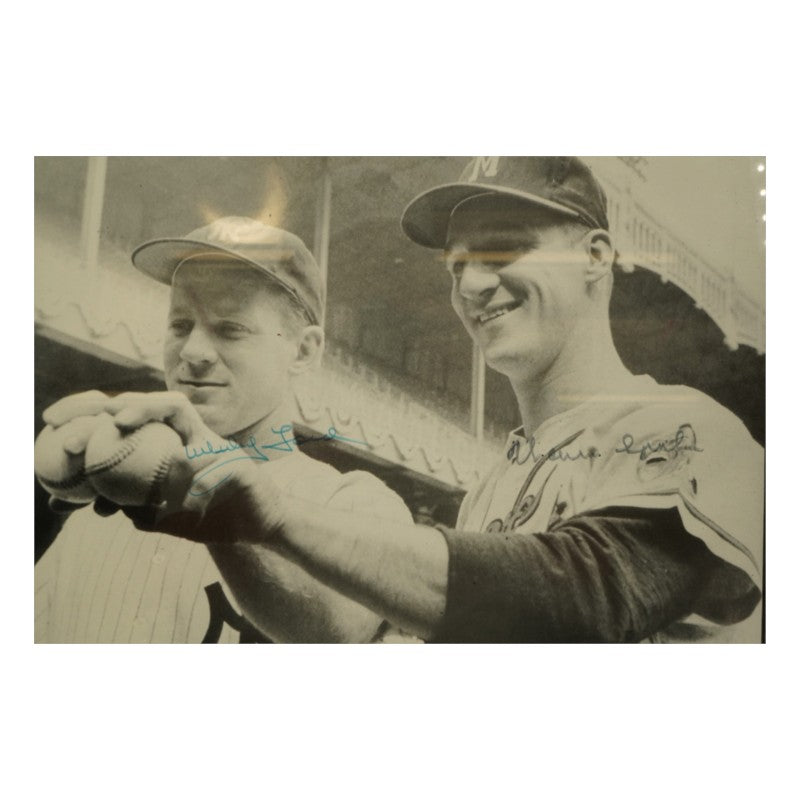 Whitey Ford Warren Spahn Yankees Braves Dual Signed Framed 11x14 Photo JSA COA