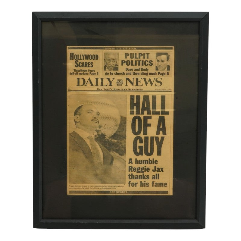 Reggie Jackson New York Yankees Autographed Inscribed Framed Daily News FP 8/2/93 JSA COA