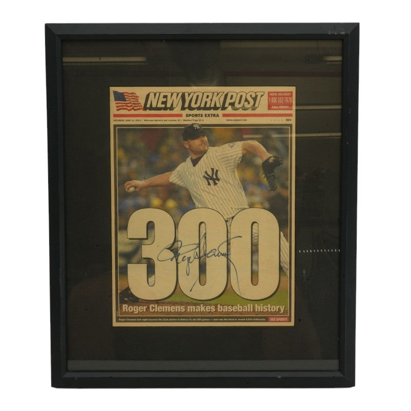 Roger Clemens New York Yankees Autographed Framed New York Post FP 6/14/03 JSA COA