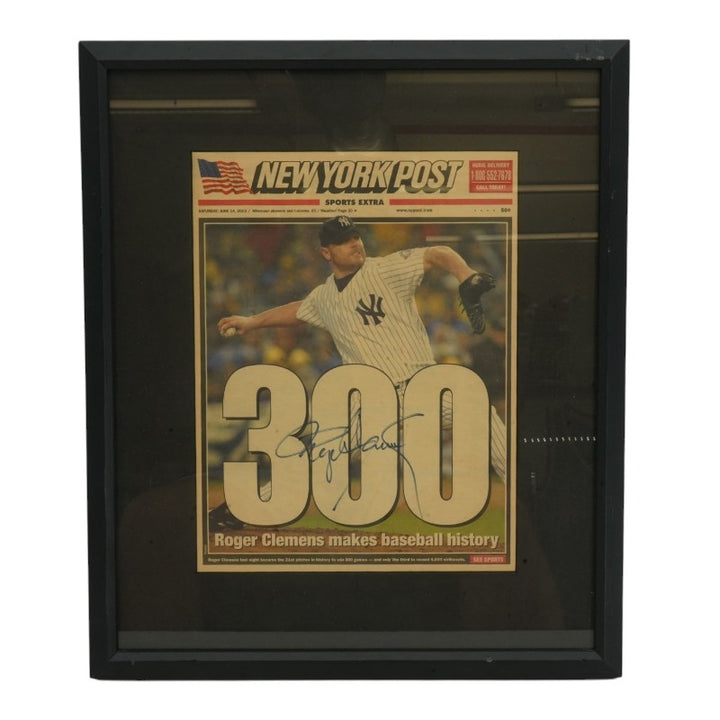 Roger Clemens New York Yankees Autographed Framed New York Post FP 6/14/03 JSA COA