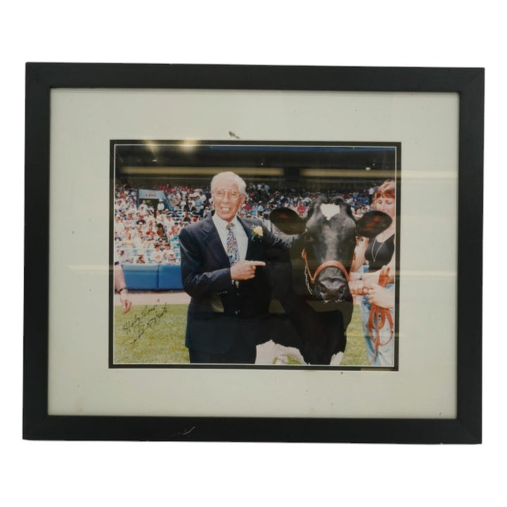 Phil Rizzuto New York Yankees Autographed Inscribed Framed 11x14 Photo W/ Cow JSA COA
