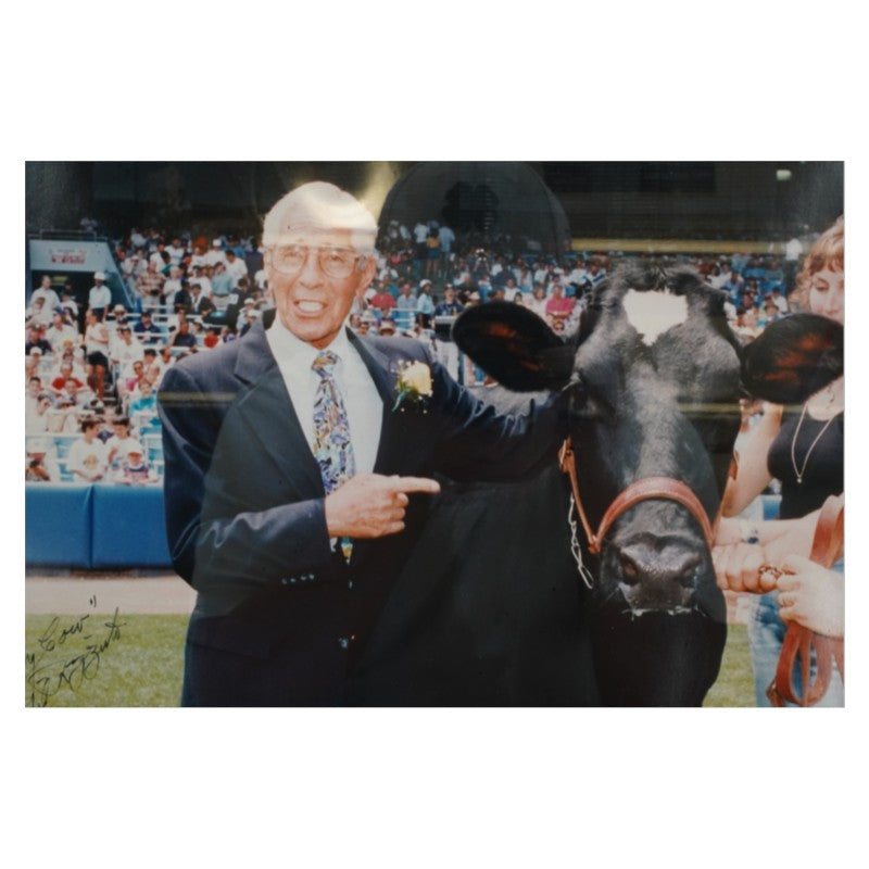 Phil Rizzuto New York Yankees Autographed Inscribed Framed 11x14 Photo W/ Cow JSA COA