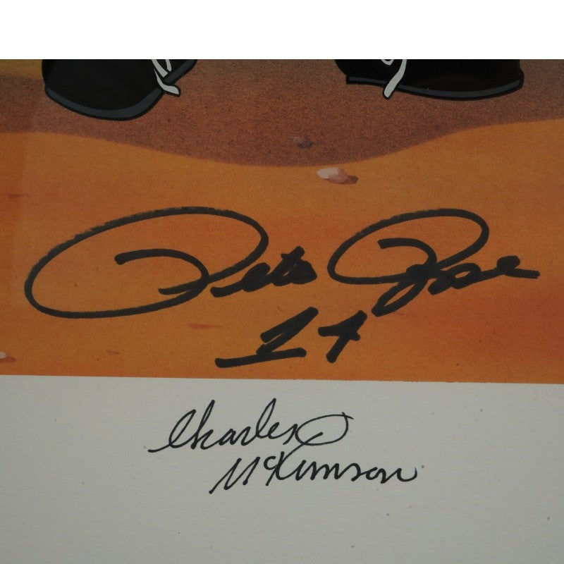 Pete Rose Cinciannati Reds Looney Tunes Signed 12 x 15 Framed Litho LE 19/375 JSA COA