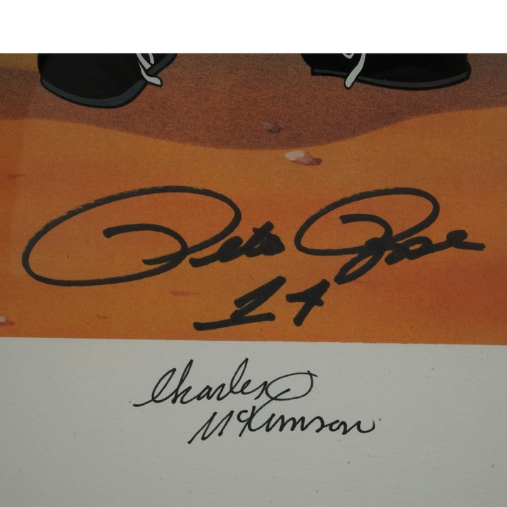 Pete Rose Cinciannati Reds Looney Tunes Signed 12 x 15 Framed Litho LE 19/375 JSA COA