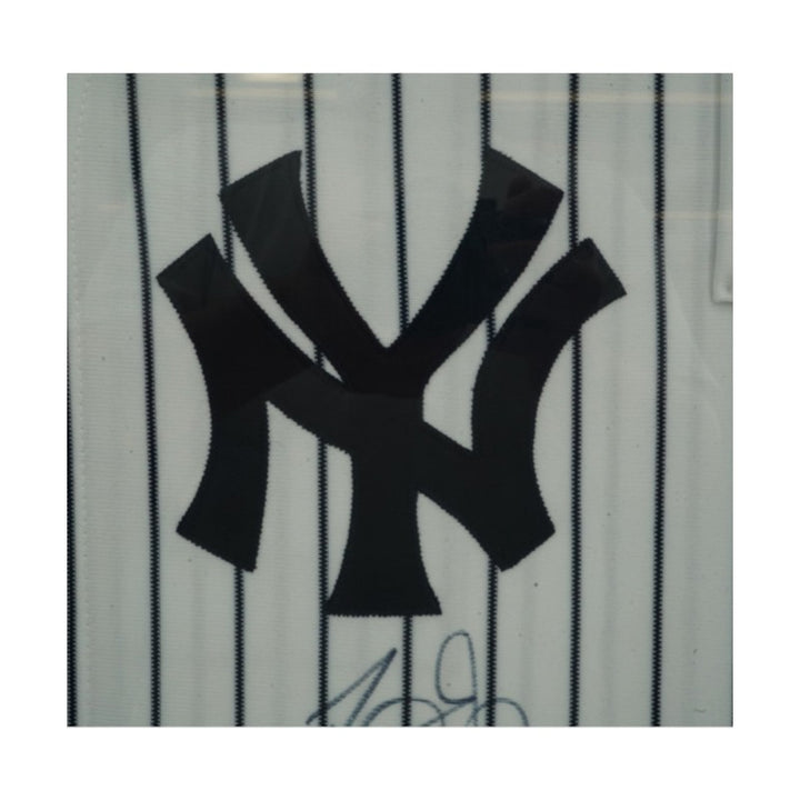 Torre Jeter Berra New York Yankees Multi Signed Framed Russell Jersey AAC LOA