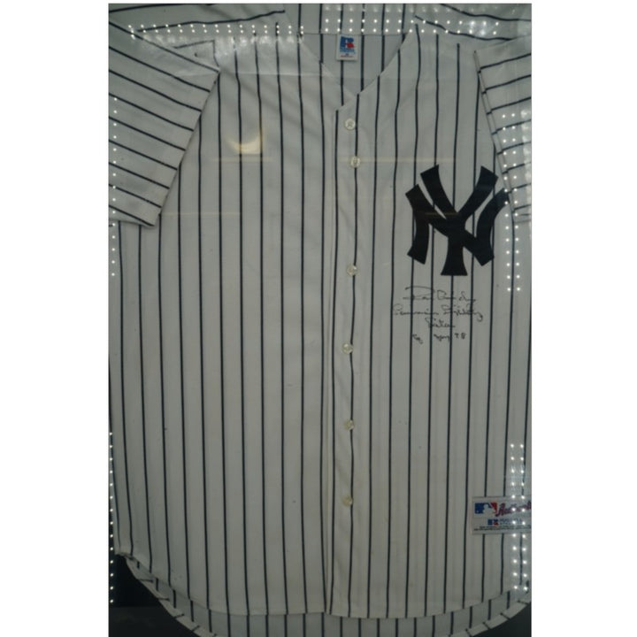 Ron Guidry New York Yankees Autographed Inscribed Framed Russell Jersey JSA COA