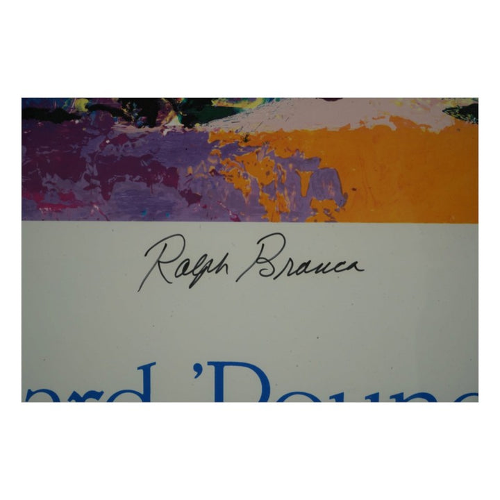 Bobby Thomson Ralph Branca Leroy Neiman Giants Dodgers Multi Signed Framed 18x22 Lithograph JSA COA