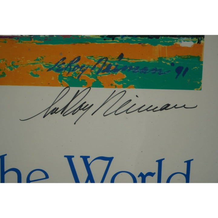 Bobby Thomson Ralph Branca Leroy Neiman Giants Dodgers Multi Signed Framed 18x22 Lithograph JSA COA