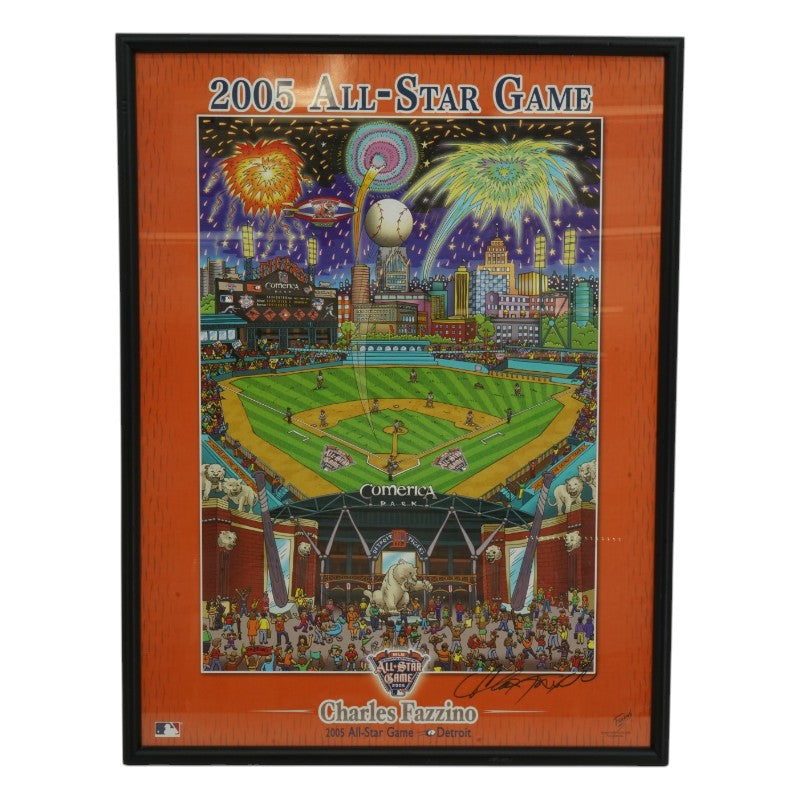 Charles Fazzino Autographed 2005 MLB All Star Game Framed 18x24 Lithograph JSA COA