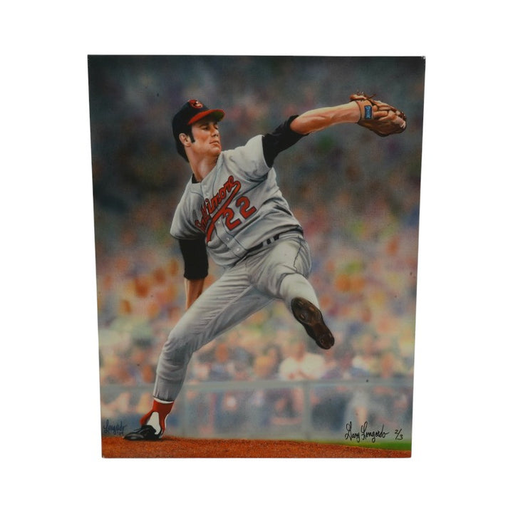 Jim Palmer Baltimore Orioles Artist Gary Longordo Autographed 16x20 Canvas Painting LE 2/3