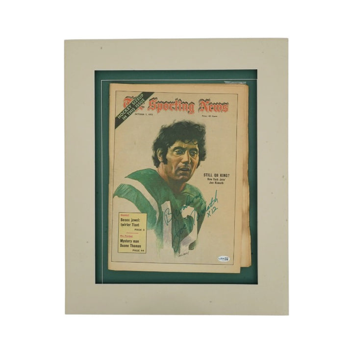 Joe Namath New York Jets Autographed Inscribed Matted The Sporting News Newspaper JSA COA