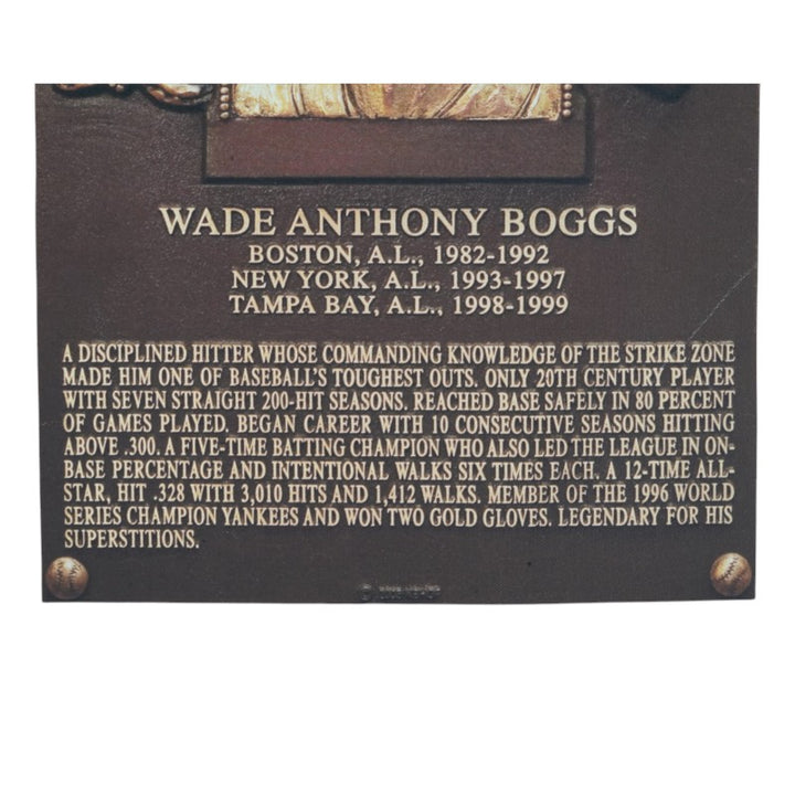 Wade Boggs Boston Red Sox Autographed Inscribed Canvas 16x20 HOF Plaque JSA COA
