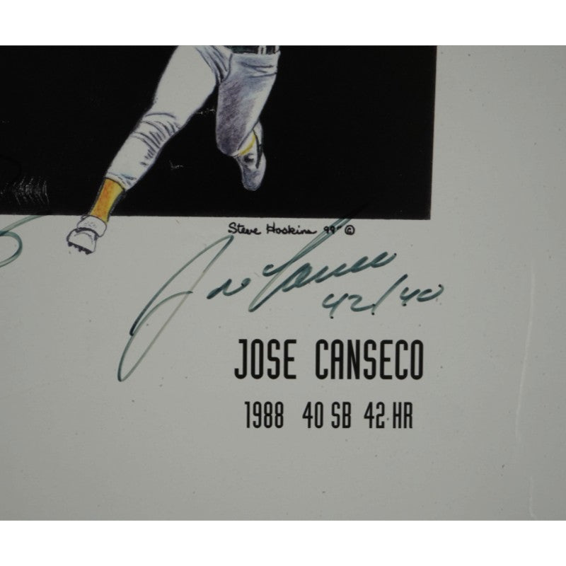 Rodriguez Canseco Bonds 40/40 Seasons Multi Signed Inscribed Matted 18x24 Hookina Lithograph JSA COA