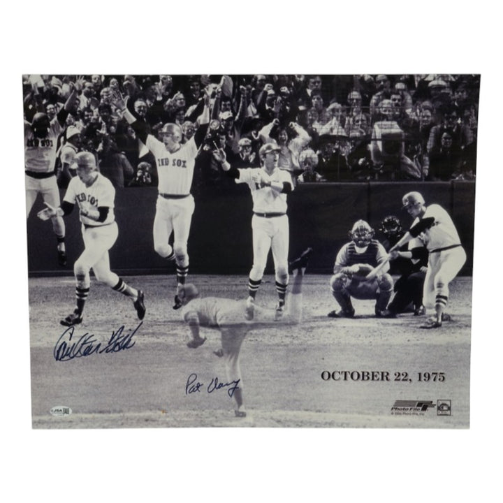 Carlton Fisk Pat Darcy 1975 World Series Game 7 Dual Signed 16x20 Photo JSA COA
