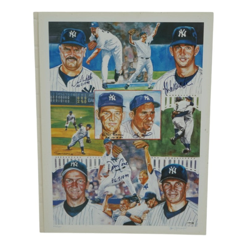 Posada Berra Wells New York Yankees PG Multi Signed Inscribed 17x23 Lithograph JSA COA