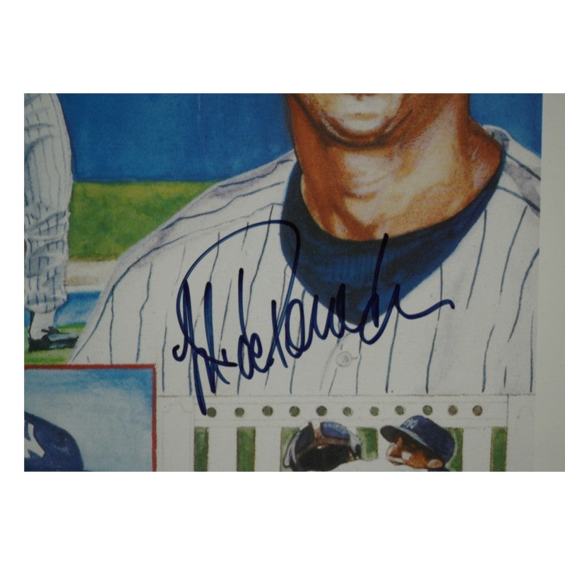 Posada Berra Wells New York Yankees PG Multi Signed Inscribed 17x23 Lithograph JSA COA