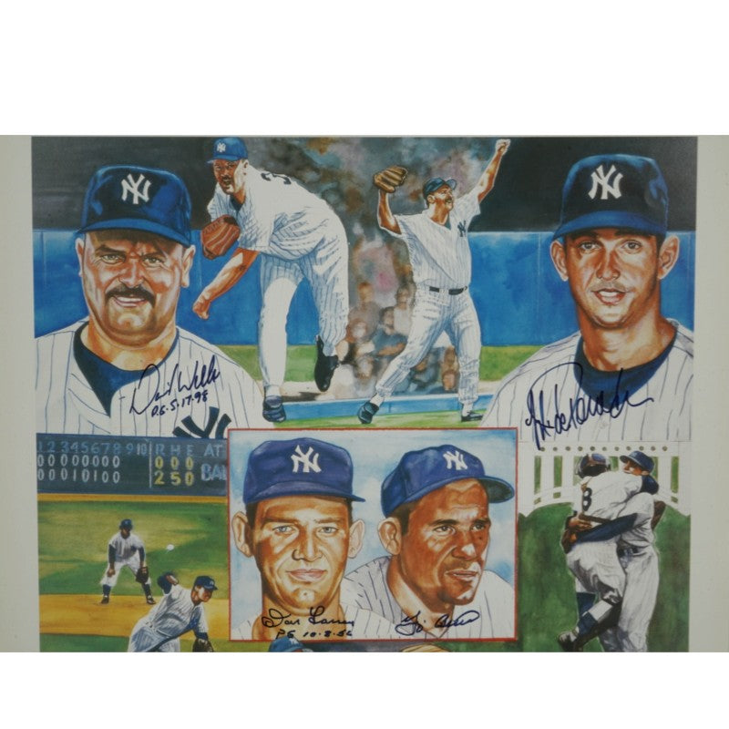 Posada Berra Wells New York Yankees PG Multi Signed Inscribed 17x23 Lithograph JSA COA