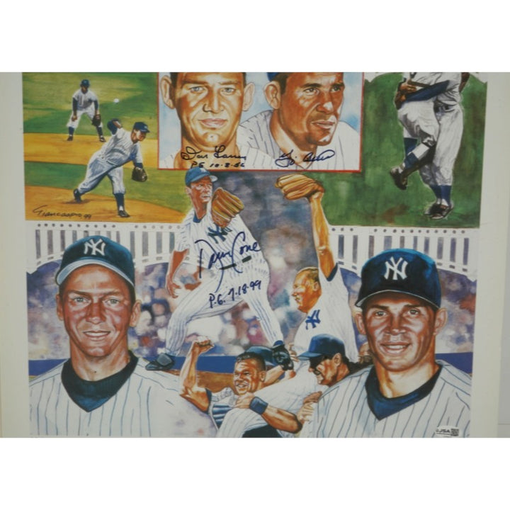 Posada Berra Wells New York Yankees PG Multi Signed Inscribed 17x23 Lithograph JSA COA