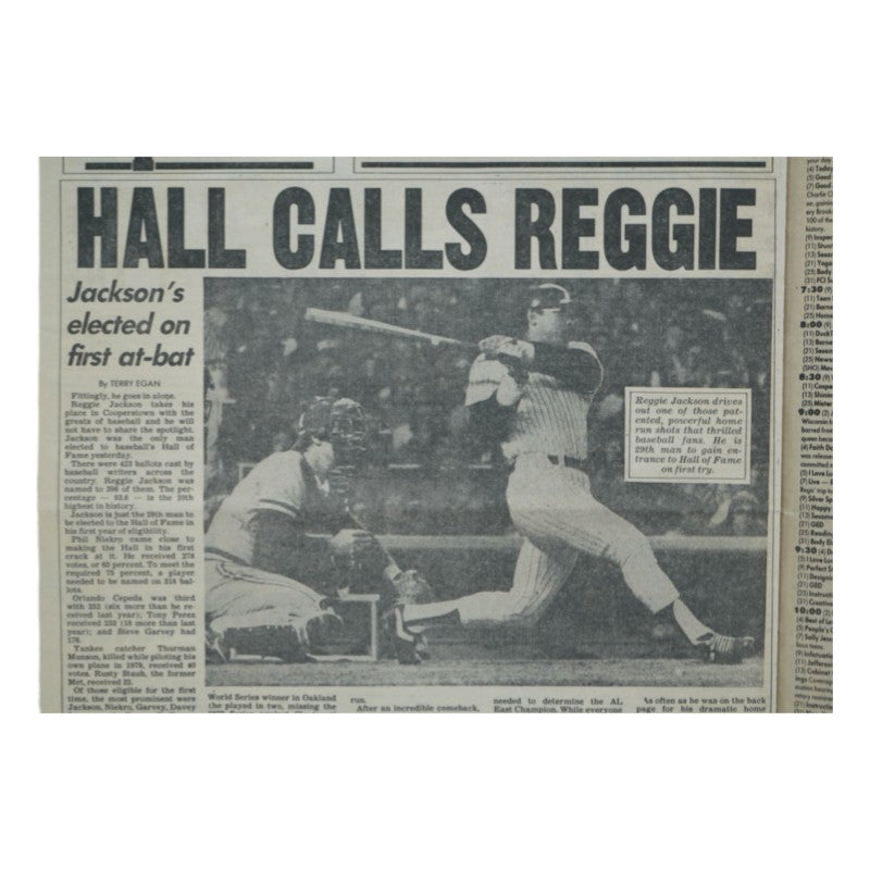 Reggie Jackson New York Yankees Autographed New York Post FP 1/6/93 JSA COA