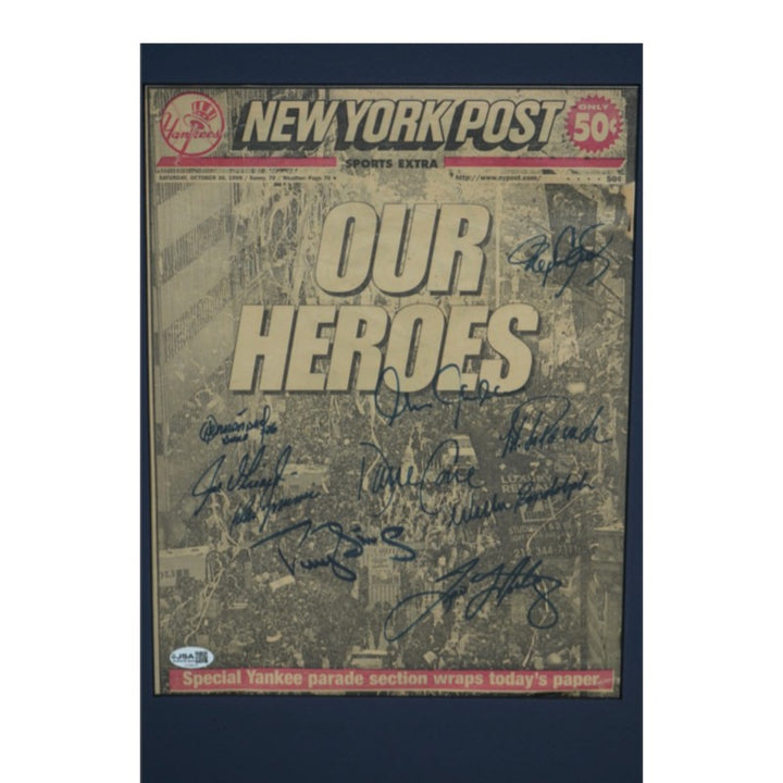 Posada Clemens Randolph New York Yankees Multi Signed 10 Autos Matted New York Post FP 10/30/99 JSA COA