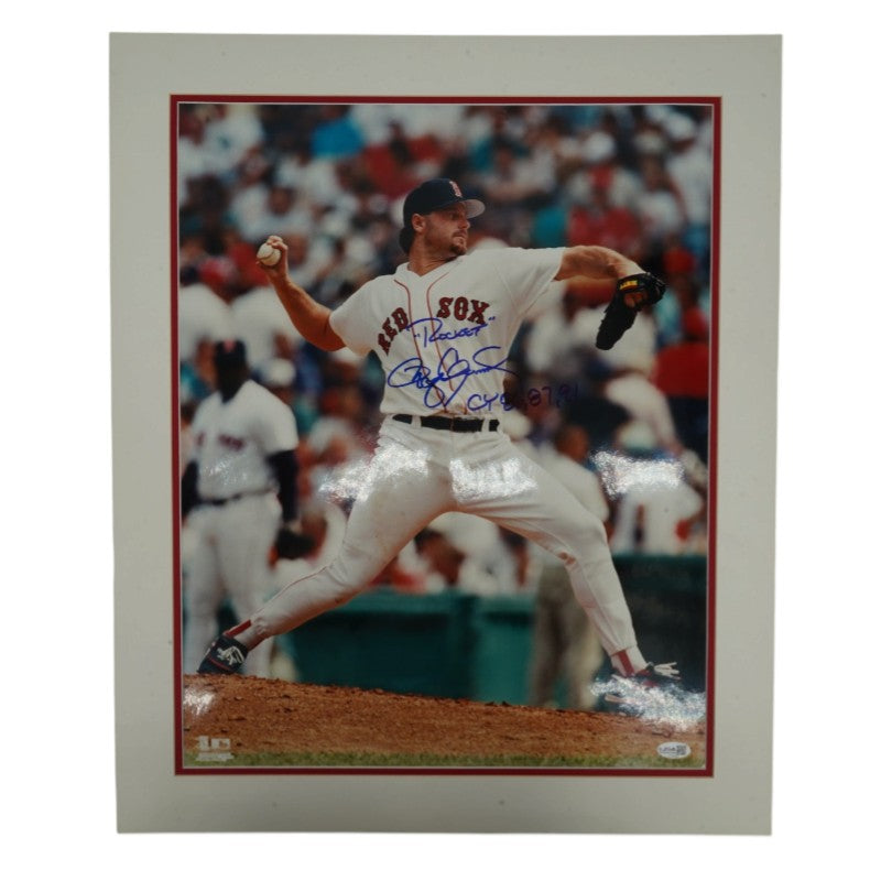 Roger Clemens Boston Red Sox Autographed Inscribed Matted 16x20 Photo JSA COA