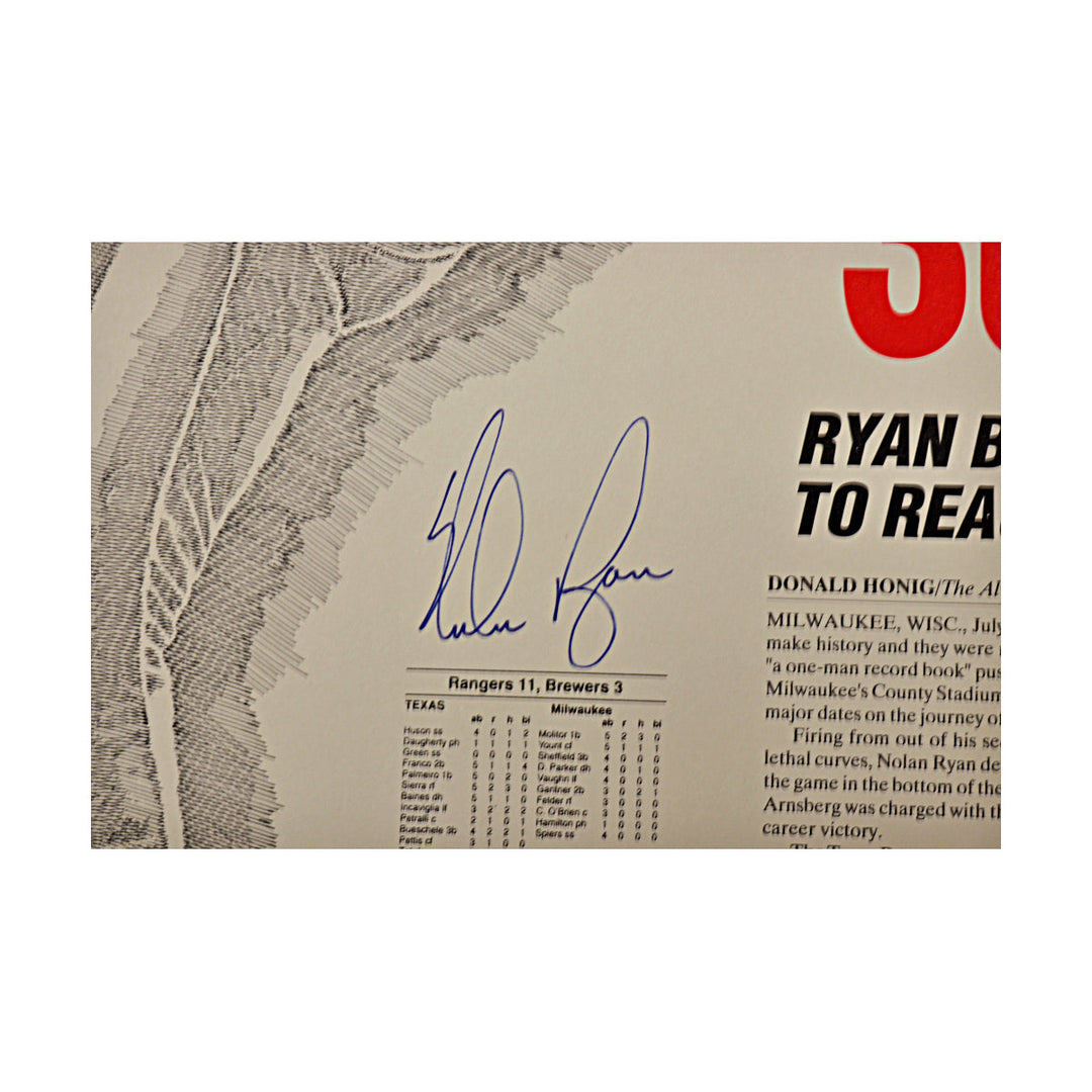 Nolan Ryan Texas Rangers Autographed Signed 300 Wins 16x20 Lithograph 66/300 JSA COA
