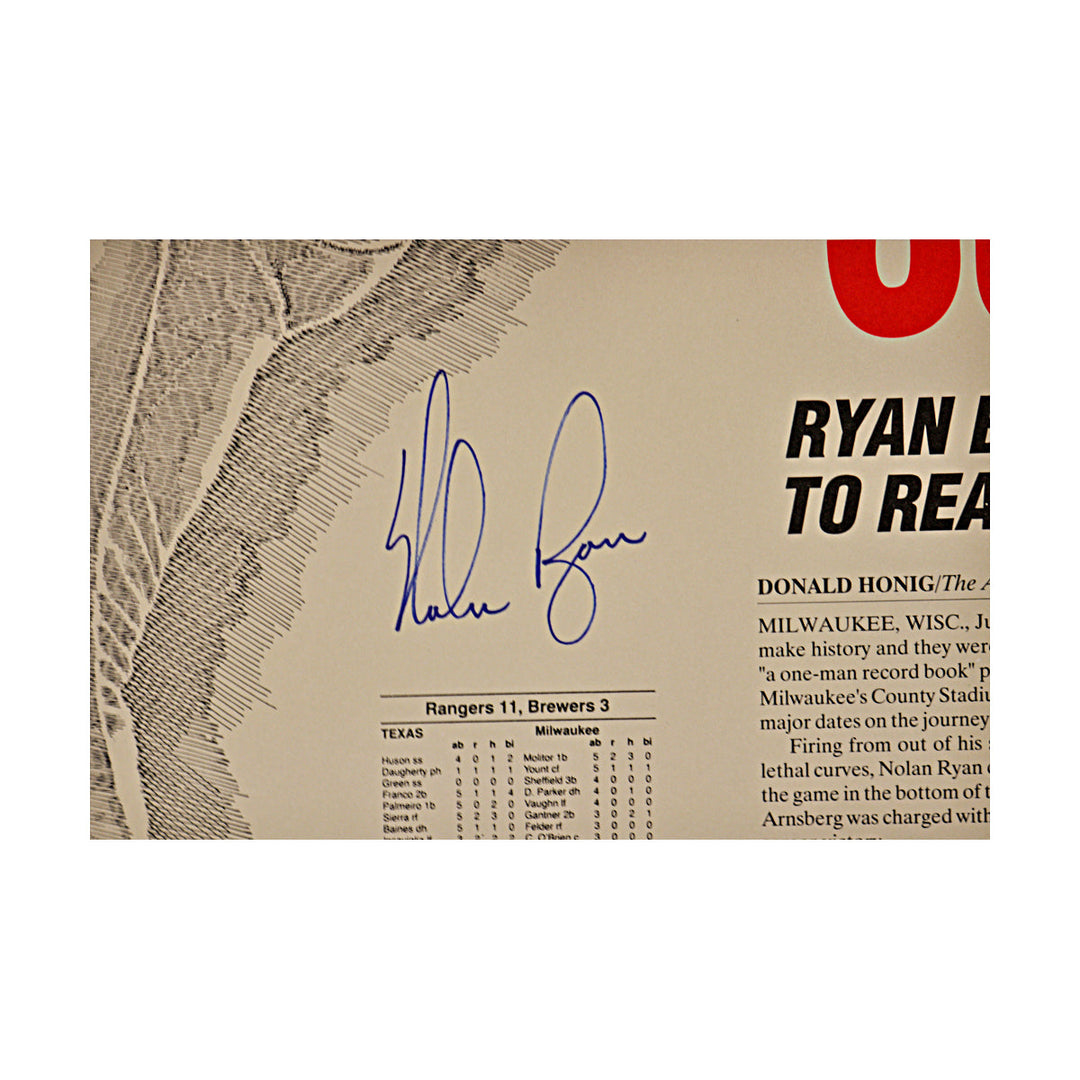 Nolan Ryan Texas Rangers Autographed Signed 300 Wins 16x20 Lithograph 56/300 JSA COA