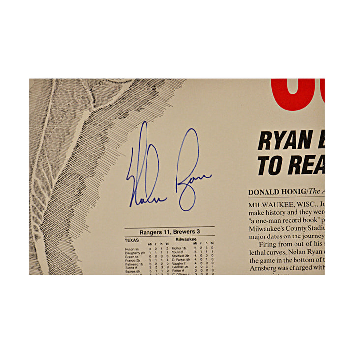 Nolan Ryan Texas Rangers Autographed Signed 300 Wins 16x20 Lithograph 56/300 JSA COA