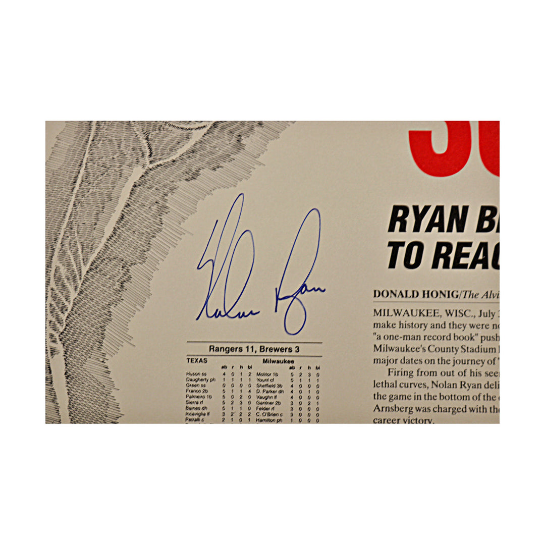 Nolan Ryan Texas Rangers Autographed Signed 300 Wins 16x20 Lithograph 64/300 JSA COA