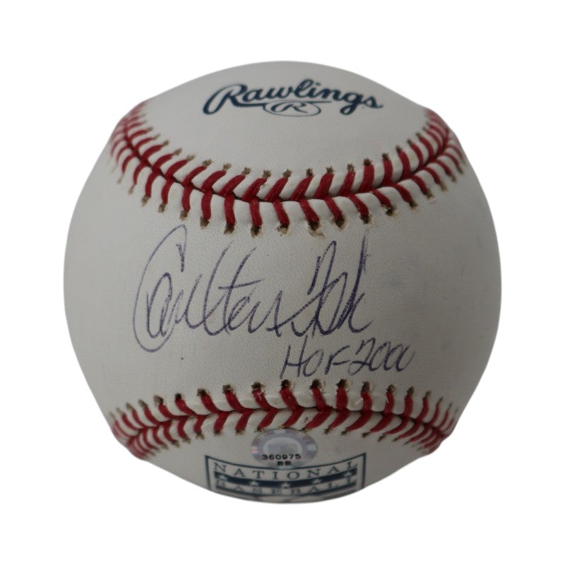 Carlton Fisk Boston Red Sox Autographed Inscribed HOF Logo Baseball MLB Holo