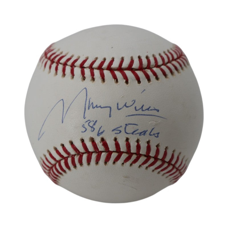 Maury Wills Los Angeles Dodgers Autographed Inscribed OMLB Baseball Steiner Holo