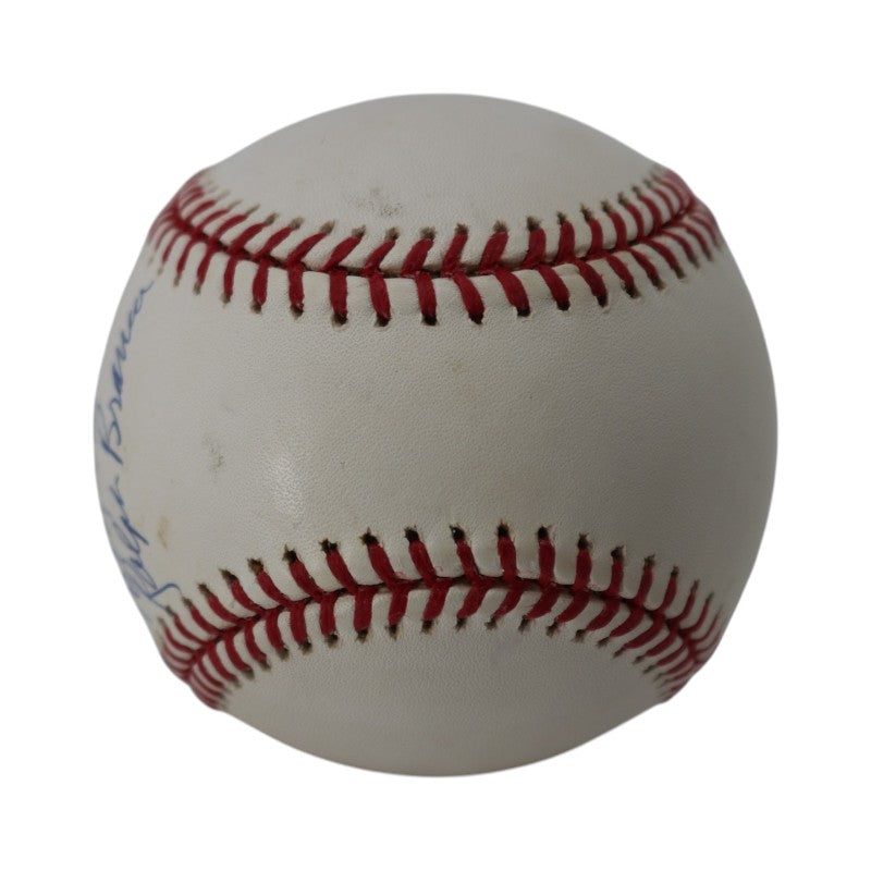 Bobby Thomson Ralph Branca Dual Signed Inscribed OMLB 50th Anniversary Logo Baseball Steiner Holo
