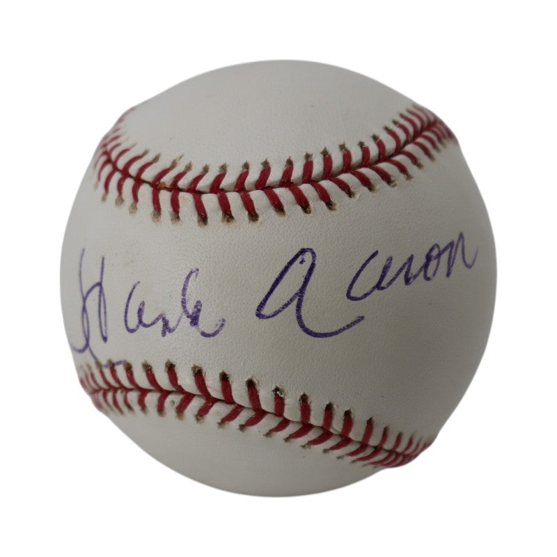 Hank Aaron Atlanta Braves Autographed Rawlings OMLB Baseball Steiner Holo