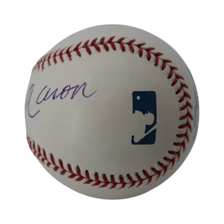 Hank Aaron Atlanta Braves Autographed Rawlings OMLB Baseball Steiner Holo