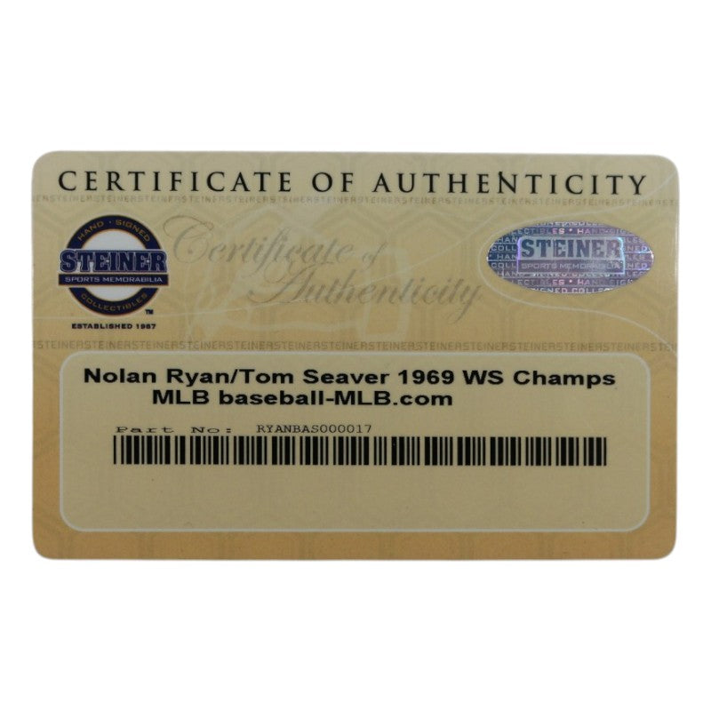 Tom Seaver Nolan Ryan NY Mets Signed Inscribed OMLB Baseball MLB Steiner Holo