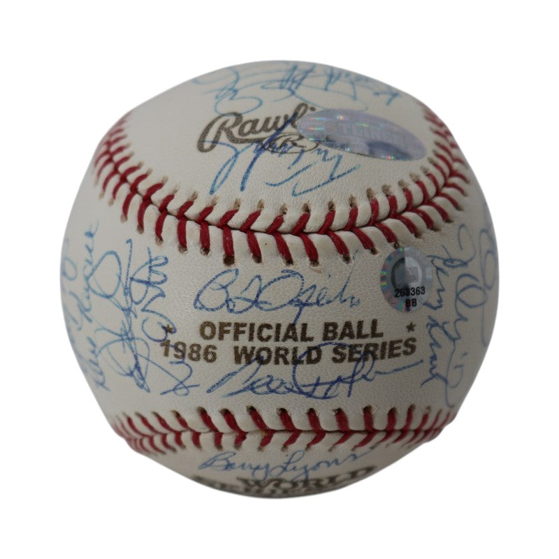 Carter Strawberry Hernandez 1986 New York Mets Team Signed 1986 WS Logo Baseball Steiner/MLB Holo